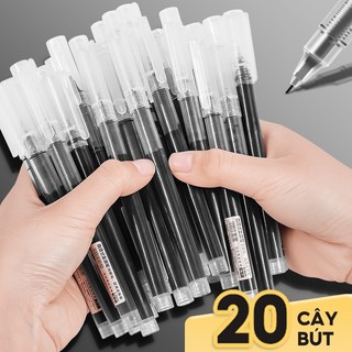 Bút bi set 20 bút mực nước gel, ngòi viết 0.5mm cho nét đều mực, dụng cụ học tập viết chữ đẹp,