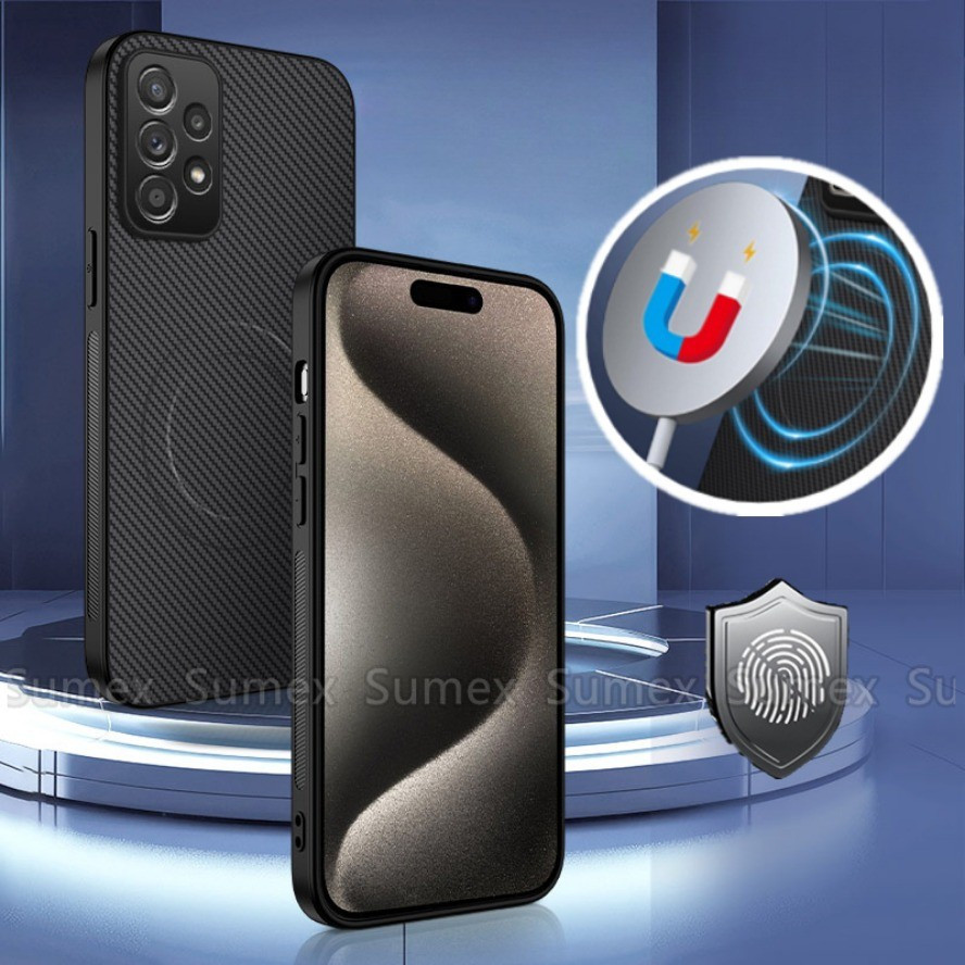 Ốp Điện Thoại Sợi Carbon Siêu Mỏng Cho Samsung Galaxy A73 A72 A53 A52 A52S A33 A32 A23 A22 A13 A12 A05 A05S A04S 4G 5G Vỏ Vòng Sạc Từ Tính Chống Sốc Ốp Lưng