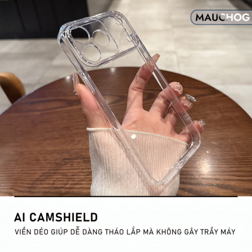 Ốp Lưng Trong Suốt Chống Sốc Bảo Vệ Camera Cho Điện Thoại iPhone 17 Pro Max 16 15 14 13
