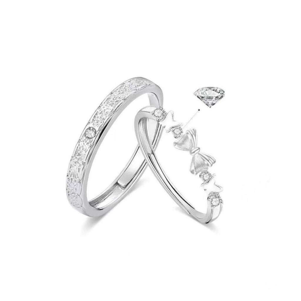 Nhẫn đôi lông bạc Sterling biến thành hình con bướm ngọt ngào