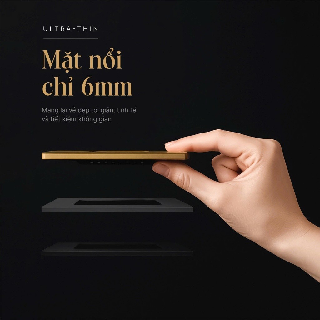 Mặt ổ cắm công tắc điện VinaHouse vỏ nhựa PC vàng sâm panh, bền đẹp, dễ lắp đặt, an toàn điện