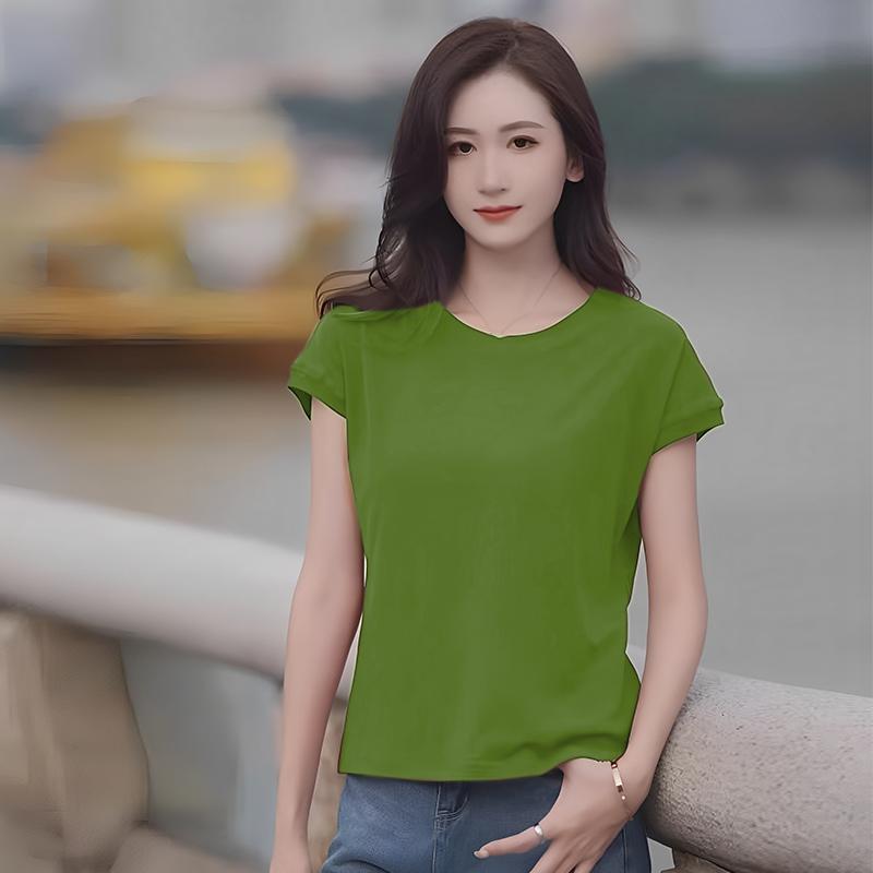 KILIG Áo Thun Nữ Ice Silk Phù Hợp Mùa Hè - Thiết Kế Ren Cổ Tròn Mới lạ