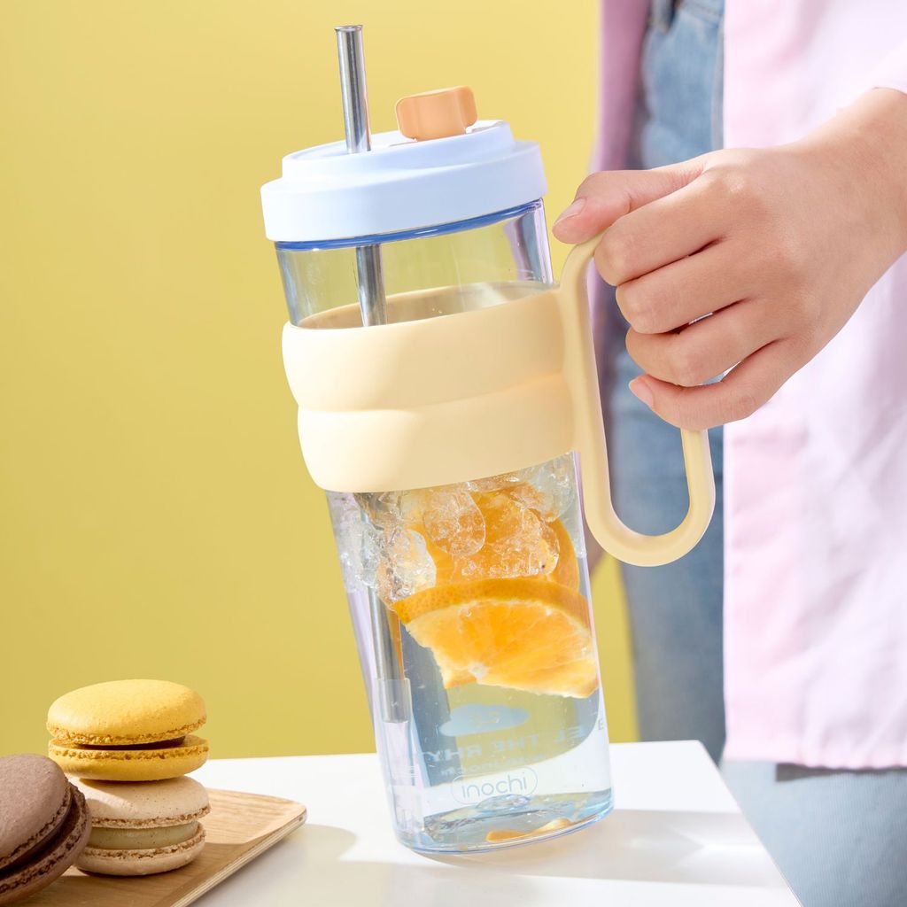 [NEW] Bình nước KITA CHARM Inochi dung tích 900ml, có tay cầm, ống hút inox kèm nút đậy chống bụi