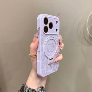 Ốp điện thoại di động có giá đỡ từ tính bằng silicon dễ thương Leopard KT Thích hợp cho iPhone17 16 15 14 13 12 11 Pro Max Bảo vệ Camera chống sốc Vỏ mềm chống rơi