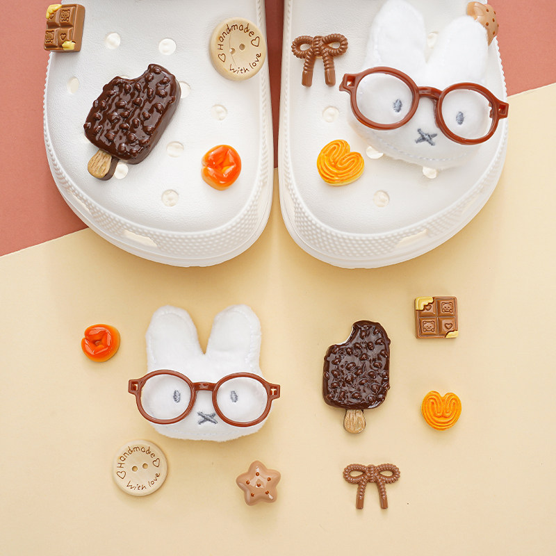 Phụ kiện Miffy thỏ ba chiều cho Crocs, khóa hoa dễ thương tháo rời, phụ kiện trang trí