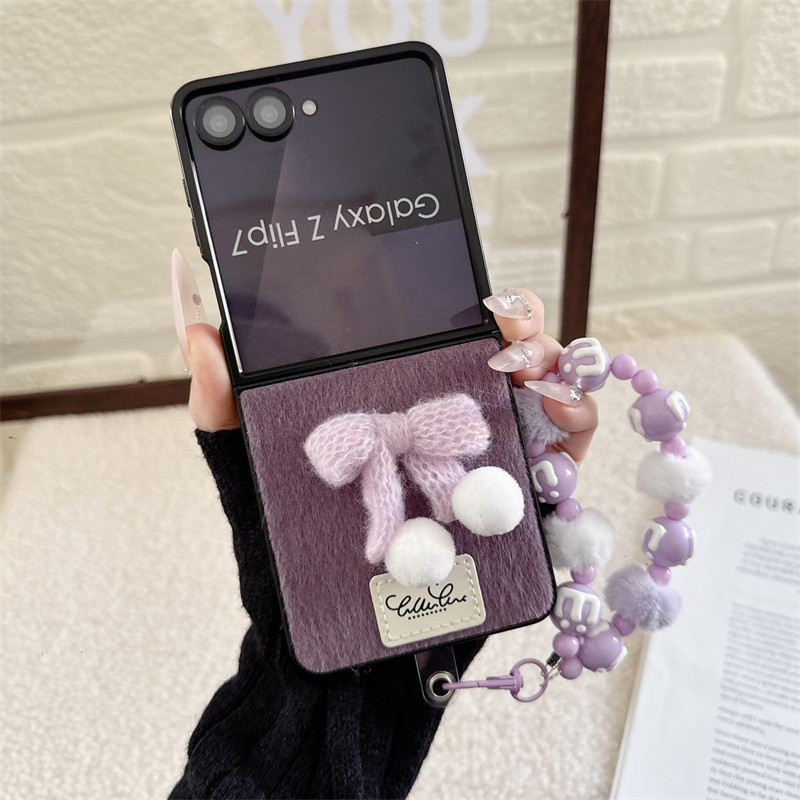 Ốp Điện Thoại Nơ Sang Trọng 3D Dễ Thương Hàn Quốc Cho Samsung Galaxy Z Flip Z Flip 7 Flip 7 Flip 7FE Flip 6 Flip 5 Flip 4 Flip 3 5G Ốp Lưng Bảo Vệ Chống Sốc Có Vòng Tay