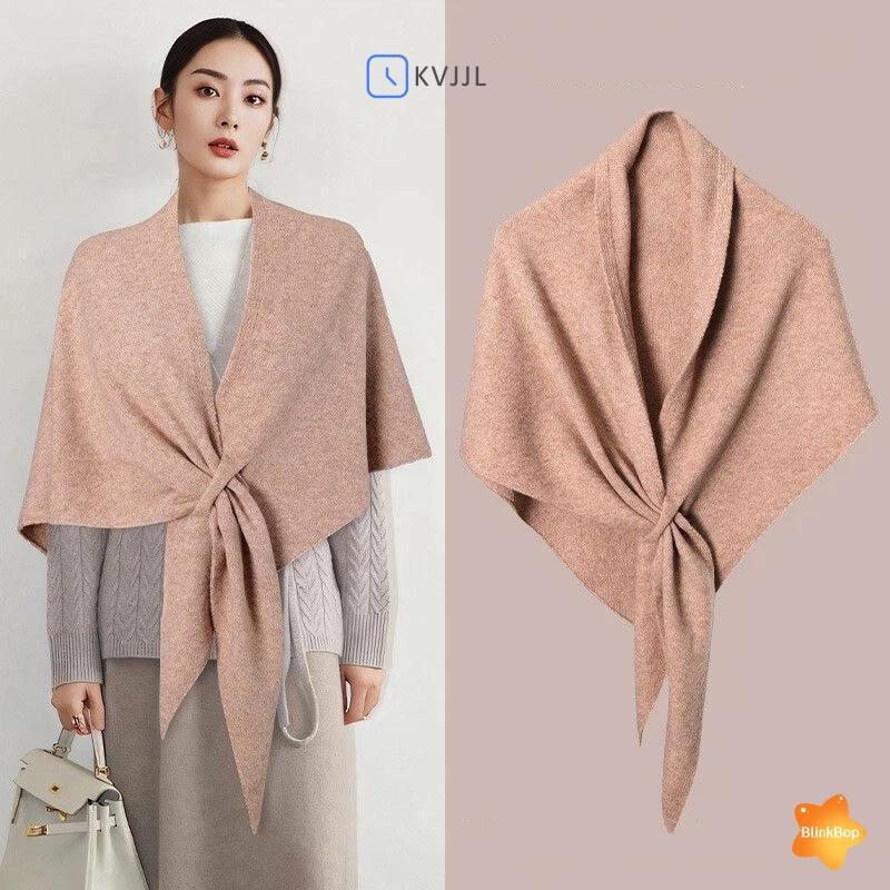 Khăn choàng cardigan cape len mùa đông, thiết kế tam giác dày, giữ ấm tốt