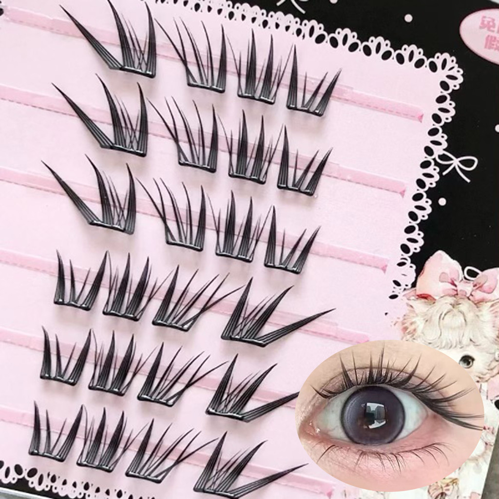 Lông mi giả mèo lười biếng Lông mi giả tự nhiên trông C Curl Chiều dài hỗn hợp 7-13mm Đen dành cho nữ