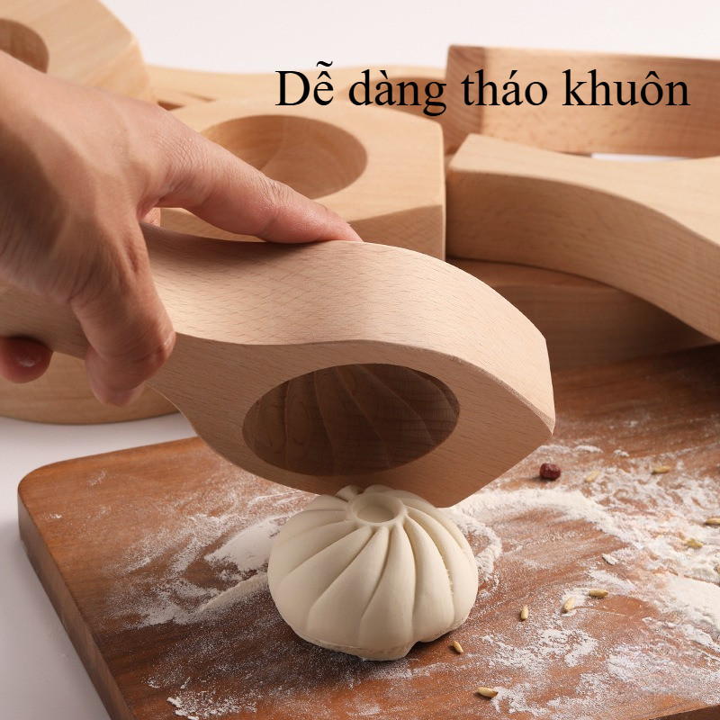 Công cụ Bun nhồi bông hấp,Phiên bản làm sâu, gỗ tự nhiên chắc chắn, dụng cụ nhà bếp, dễ làm sạch, thiết kế chống dính
