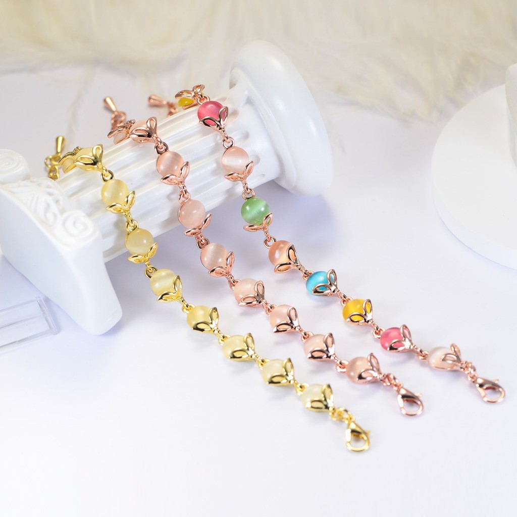 Vòng tay đá mắt mèo đầy màu sắc thời trang dễ thương