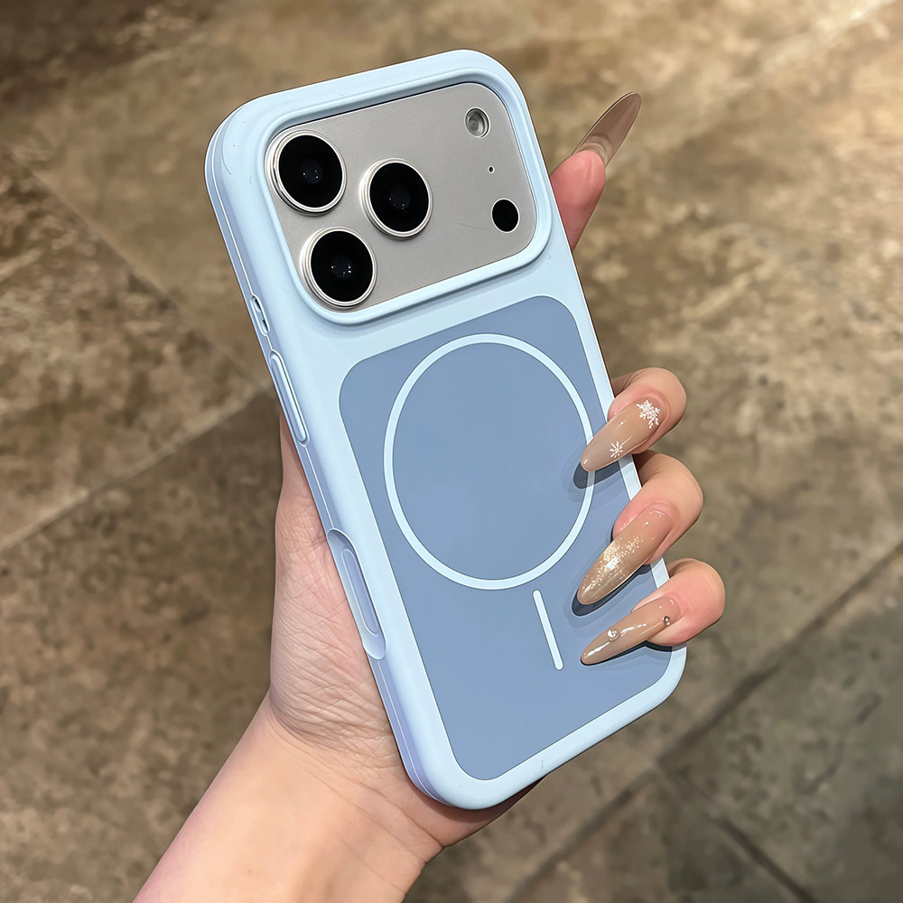 Ốp điện thoại silicon lỏng màu xanh từ tính cho iPhone 17 Pro Max 16 15 14 13 Vỏ bảo vệ chống sốc