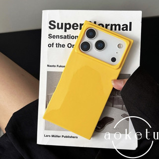 Cao cấp tối giản màu đen bóng vuông phù hợp cho Apple iPhone 17 Promax Apple 17 Ốp điện thoại 16Pro mới 15Pro silicone 16Promax ốp bảo vệ chống rơi