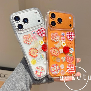 Nút trái tim hoa dâu tây ba chiều thích hợp cho vỏ điện thoại iPhone 17 Promax 15 mẫu mới 16pro sáng tạo bao gồm tất cả chống rơi 15 / 14 / 13 / 12 / 11 vỏ bảo vệ