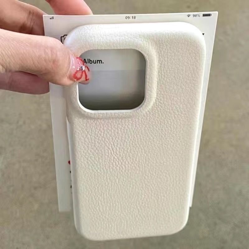 Đơn giản cao cấp cảm giác lớn lỗ giả da hình dạng vỏ điện thoại cho 17/16promax/iPhone15/14plus mềmBền vững12/13Vỏ