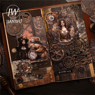 JIANWU Giấy Rỉ Series Vintage Rust Relief Phong Cảnh Cắt Dán Thêu Sò Chất Liệu Giấy Sáng Tạo DIY Rác Tạp Chí Văn Phòng Phẩm