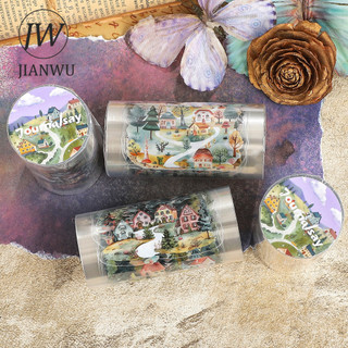 JIANWU 80mm * 200cm Vintage Bắc Âu Cottage Nhà Vật Liệu Phong Cảnh Cắt Băng Thêu Sò PET Sáng Tạo DIY Tạp Chí Văn Phòng Phẩm