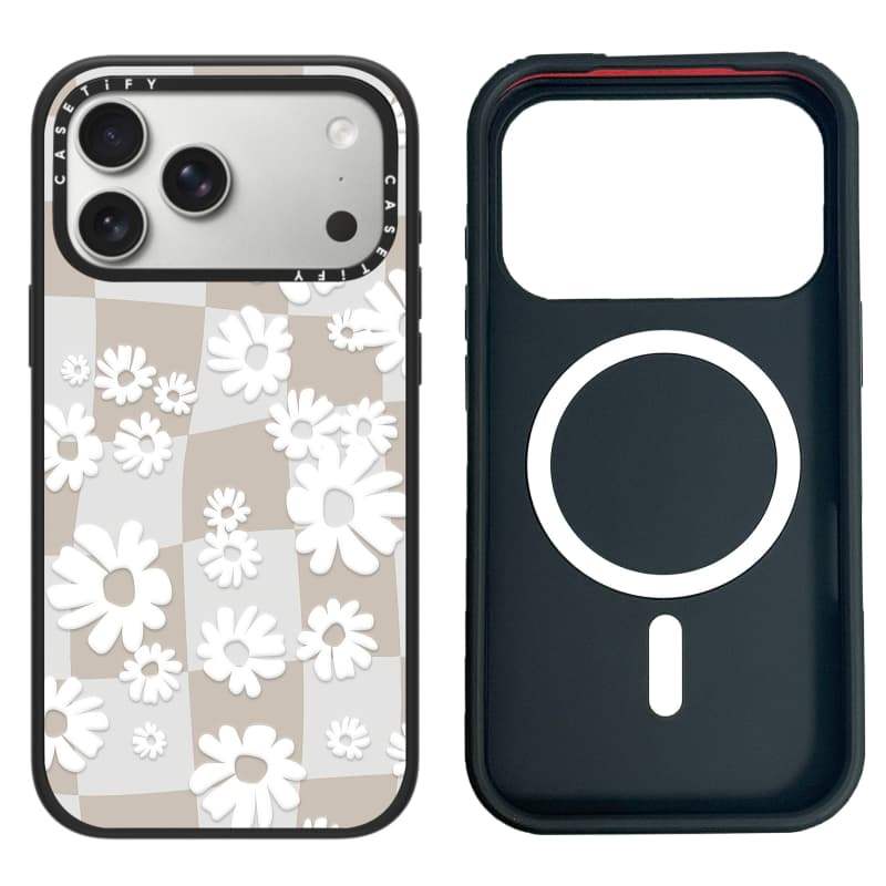 CASECASE X Vỏ hoa văn ca rô màu trắng Phiên bản vòng máy ảnh màu đen mờ cứng hút từ tính Vỏ tác động cho Apple IPhone 13 14 15 16 17 Pro Max Air Plus có hộp