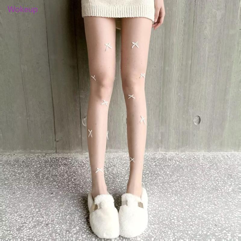 Quần Sheer Kiểm Soát Thời Trang Nữ với Kim Cương Giả và Vớ Nylon