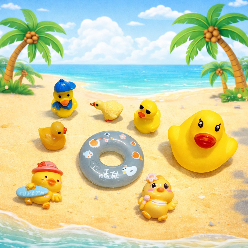 Set Charm Vịt Phao Biển Mùa Hè Cute – Trang Trí Dép Phong Cách Nhiệt Đới Dễ Thương