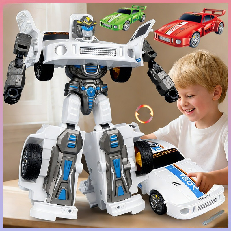 Xe ô tô robot biến hình 2in1 – Điều khiển từ xa, động lực quán tính, xoay 360°, có nhạc đèn, quà sinh nhật cho trẻ em