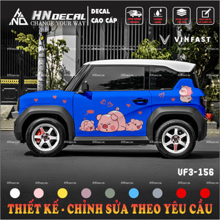Tem dán xe VF3 - Tem VF3 cao cấp Decal dán xe VF3 MẪU TEM CON HEO DỄ THƯƠNG ( mẫu VF3 - 156 )
