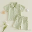 6M-5Y Trẻ Em Bé Trai Mùa Hè Tay Ngắn Nút Xuống Họa Tiết Áo Sơ Mi + Quần Short Bộ Quần Áo