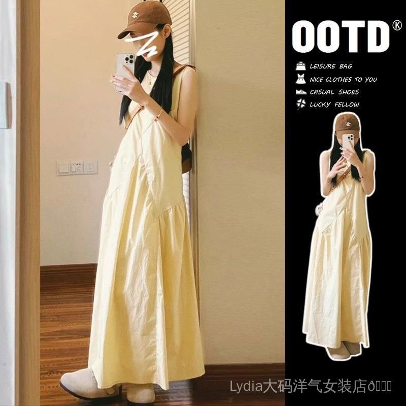 [Giảm giá 10% trong thời gian có hạn] Seckill 26 Phong cách mới Kích thước lớn Thời trang Quần áo nữ chất lượng cao Tính khí Áo Vest không tay Màu vàng nhạt Quần áo nữ mùa hè Dopamine Giảm tuổi ngọt ngào Chữ a