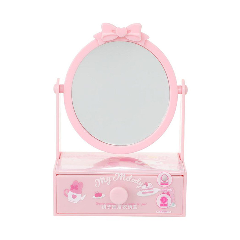 Hộp đựng ngăn kéo Miniso Sanrio có hộp đựng gương trang điểm để bàn hoạt hình dễ thương [Không bao gồm hình Mini]