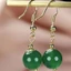 Ｂông tai đá mã não xanh chalcedony trong suốt