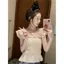 Áo sơ mi nữ ngắn tay cổ vuông thoáng mát mùa hè