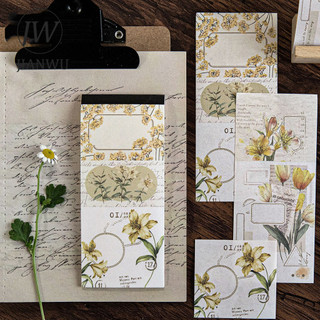 JIANWU Floral Chromatography Series Vintage Plant Hoa Phong Cảnh Chất Liệu Ghép Memo Pad Sáng Tạo Rác Tạp Chí Văn Phòng Phẩm