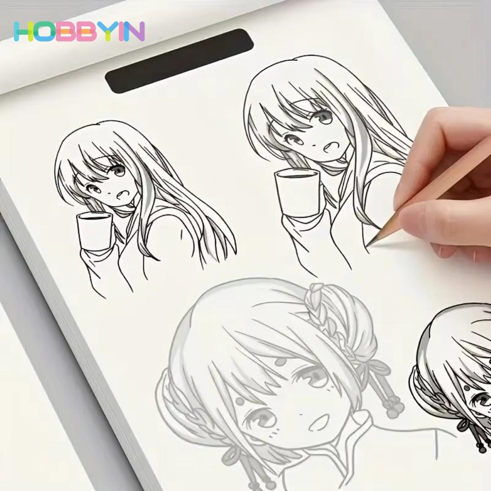 HOBBYIN Line Art Draw Book, Practice Painting Anime Hand Draw Book, 48 trang Vẽ tay phác thảo dòng sách dành cho người mới bắt đầu