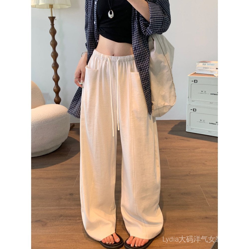 <![Giảm giá 10%] Quần ống rộng phong cách hè, chất liệu mỏng, dáng drape thẳng, thiết kế cao eo, phù hợp thời trang nữ
