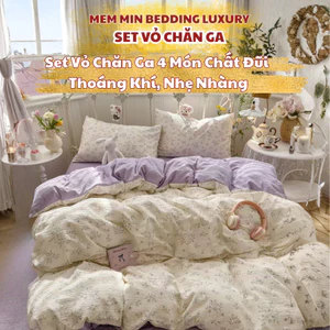Set vỏ chăn đũi họa tiết hoa nhí với chất liệu mát mẻ, thoáng khí kèm họa tiết siêu xinh MemminbeddingLuxury