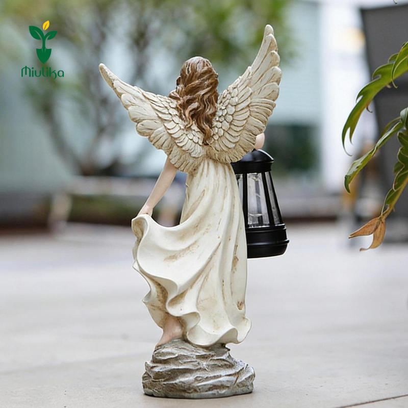 Miulika Angel Girl Nhựa Tượng Năng Lượng Mặt Trời Trang Trí Sân Vườn Ngoài Trời Hình Lớn Với Đèn Năng Lượng Mặt Trời Cho Bãi Cỏ Sân Sân Quà Tặng Nghệ Thuật