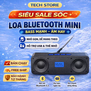 𝐓𝐞𝐜𝐡 𝐒𝐭𝐨𝐫𝐞 Loa Bluetooth Mini HiFi 9D Bass Mạnh, Nghe Nhạc Không Dây Nhỏ Gọn Đa Năng Dùng Được Usb Thẻ Nhớ, Loa Giá Rẻ
