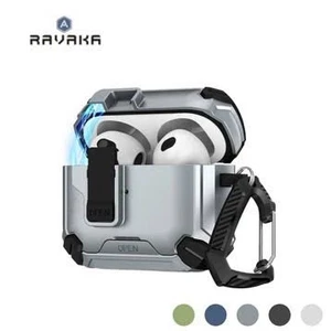Ốp Lưng Airpods Pro 3 Ravaka Armor Series - Chống Sốc, Tự Động Bật Nắp, Hỗ Trợ Magsafe & Giá Đỡ