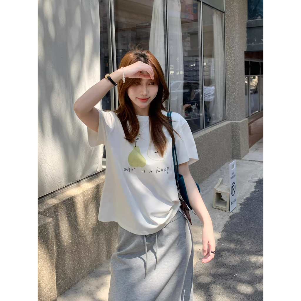 SUXI Áo Thun Ngắn Tay In Họa Tiết Dễ Thương Cho Nữ Mùa Hè 260408