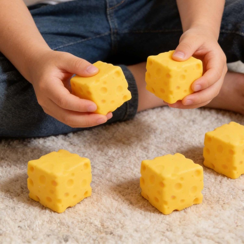 Phô mai đáng yêu Giảm căng thẳng Đồ chơi giác quan- Đồ chơi bóp thư giãn tay- Trang trí máy tính để bàn văn phòng Kawaii- Đồ chơi Bun hấp nụ cười