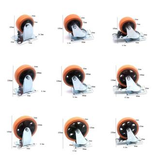 Bánh xoay DUSKGLOW, Bánh xe nội thất PVC bánh xe 3 "/ 4" / 5 '', Má phanh Blackheart Mặt cam hai trục thay thế bánh xe