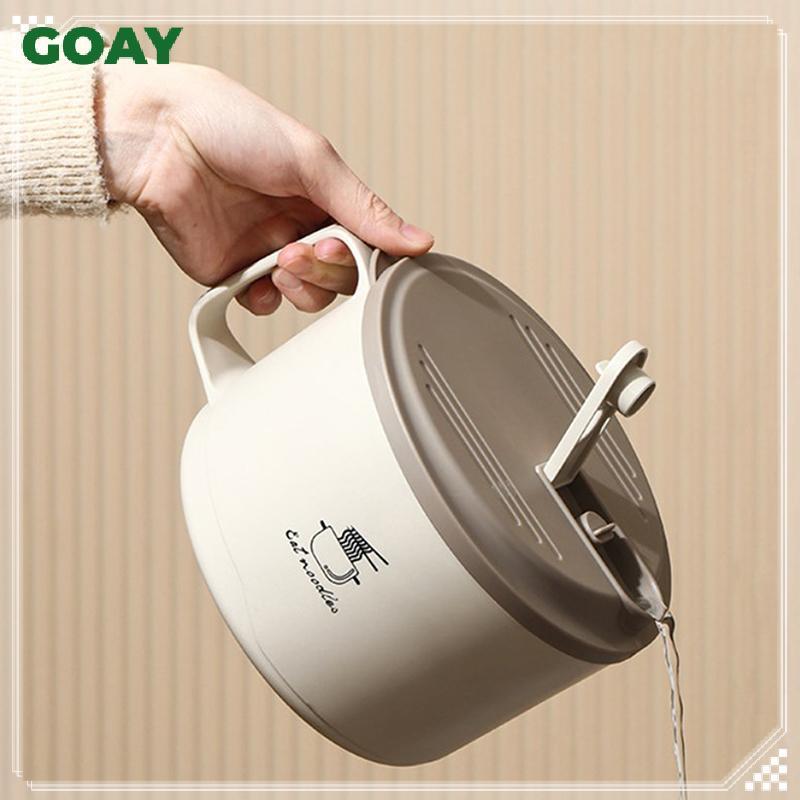 GOAY 304 Bát Xốp Inox Dung Tích Lớn Hai Lớp Chống Bỏng Hộp Cơm Trưa Có Bộ Đồ Ăn / Nắp Có Thể Thoát Nước Ramen Bát VN
