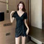 Dụng cụ làm việc kỹ thuật viên Massage gợi cảm Váy tắm hơi nữ Cắt thấp Hộp đêm Hộp đêm Bảo hộ lao động trị liệu chân chữ V sâu