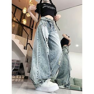 Quần ống rộng kiểu Mỹ thiết kế trẻ trung cho nữ, có hiệu ứng rủ, hợp thời trang cho mùa xuân hè