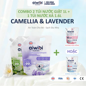 Combo 3 Giặt 1L Xả Bảo Vệ Quần Áo Mềm Mại, Dịu Nhẹ (2 Túi Giặt 1L + Xả 1.6L)