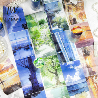 JIANWU Phong Cảnh Chữ Series Vintage Night View Cloud Sea Phong Cảnh Chất Liệu Cắt Băng Washi Sáng Tạo Tạp Chí Văn Phòng Phẩm