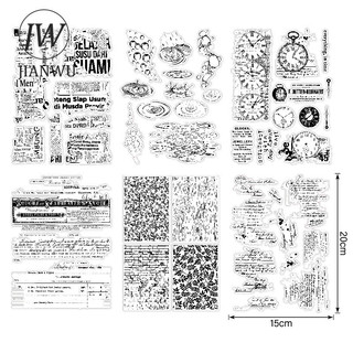 JIANWU Vintage Ren Số Tiếng Anh Phong Cảnh Chất Liệu Cắt Dán Trong Suốt Silicon Tem Sáng Tạo DIY Tạp Chí Văn Phòng Phẩm