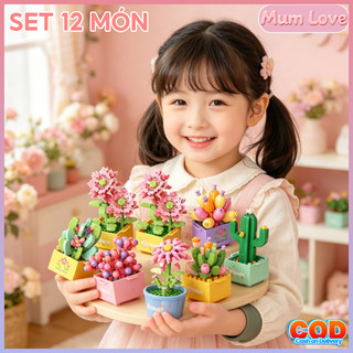 Đồ Chơi Lắp Ráp Cây Hoa Và Sen đá Mini,Set 12 Món,Lắp Ráp Dễ Dàng,Quà Tặng đồ Chơi Phát Triển Trí Tuệ Cho Trẻ Em