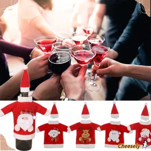 Túi đựng chai rượu vang giá rẻ, Ông già Noel Người tuyết Hộp đựng chai rượu vang Giáng sinh, Đồ trang trí Đồ trang trí dệt kim Len trang trí bàn tiệc Giáng sinh