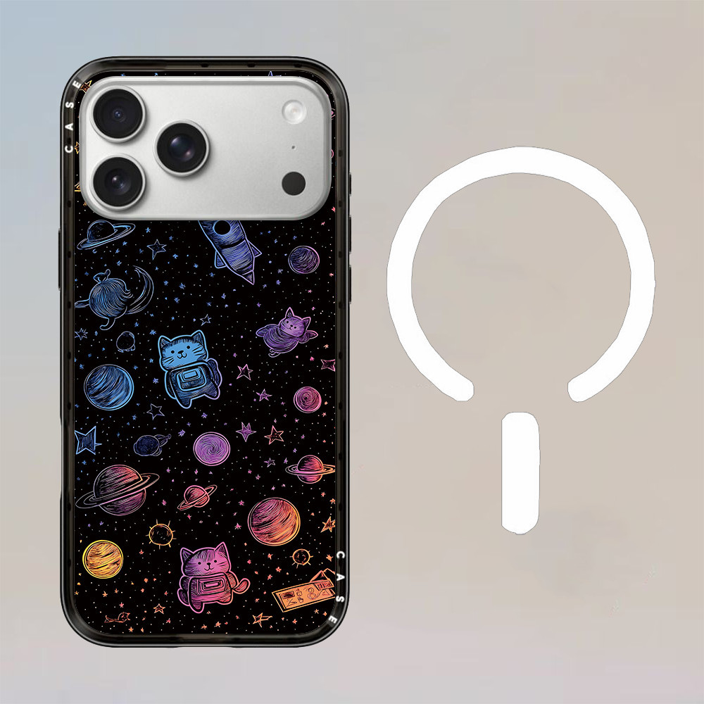 Từ Tính Phong Cách Mới Đầy Sao Hành Tinh Mèo Acrylic Ốp Lưng Điện Thoại iPhone 17 Pro Max 17 Air 16 Plus 15 14 13 12 Vỏ Bảo Vệ Chống Sốc