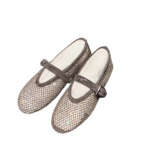 Giày Sandal Lưới Kim Cương Giả Giày Ba Lê Mary Jane Giày Nữ